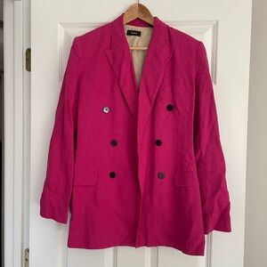 Theory Fuchsia Double-Breasted Blazer